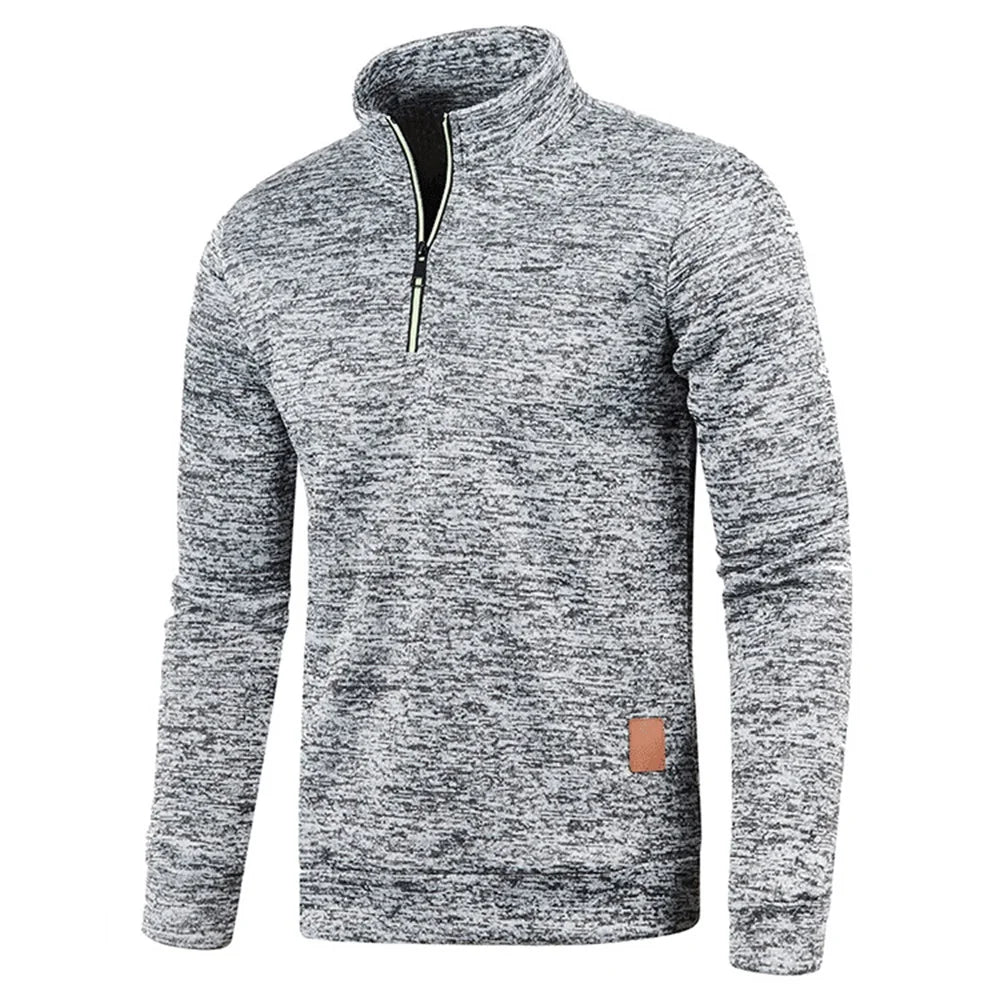 Men's Sweatshirts Half Zipper Pullover Male Long Sleeve Flleece Sweater Standcollar Snowflakes Hoodies Men Clothes
