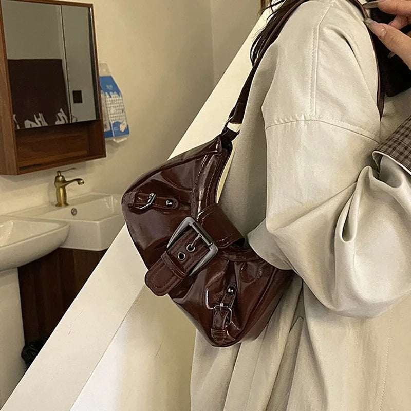 Y2K Retro Pleated Hobo Shoulder Bag for Women Hot Selling Maillard Style Underarm Bag Clutch Handbags for Travel Work Shopping