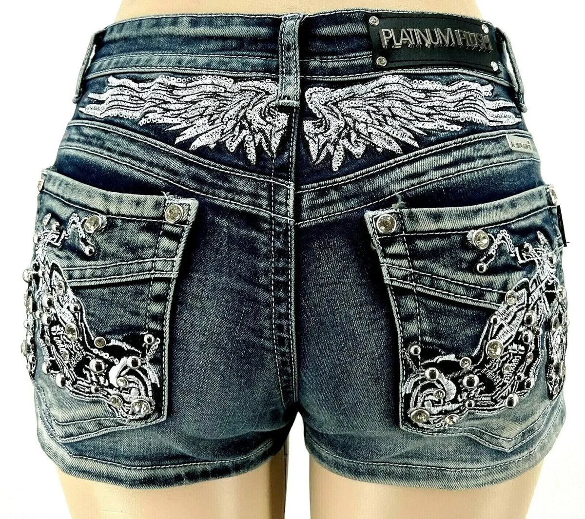 Women's Y2K Wing Embroidered Denim Shorts