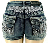 Women's Y2K Wing Embroidered Denim Shorts