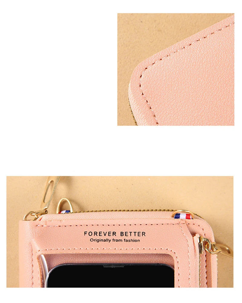Women Crossbody Bags Touch Screen Cell Phone Purse 2023 Fashion Shoulder Bag Mobile Mini Wallet Card Holder Handbag for Female