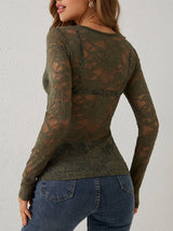 Elegant Floral Lace V-Neck Top