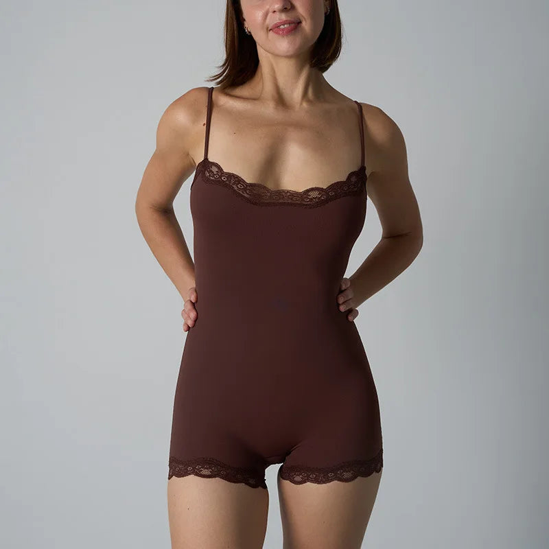 Lace Patchwork Fitness Bodysuit