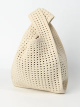Handmade Knit Handbag Women Mini Shoulder Bag Female Casual Color Wide Stripe Plaid Tote Bag Student Cell Phone Package