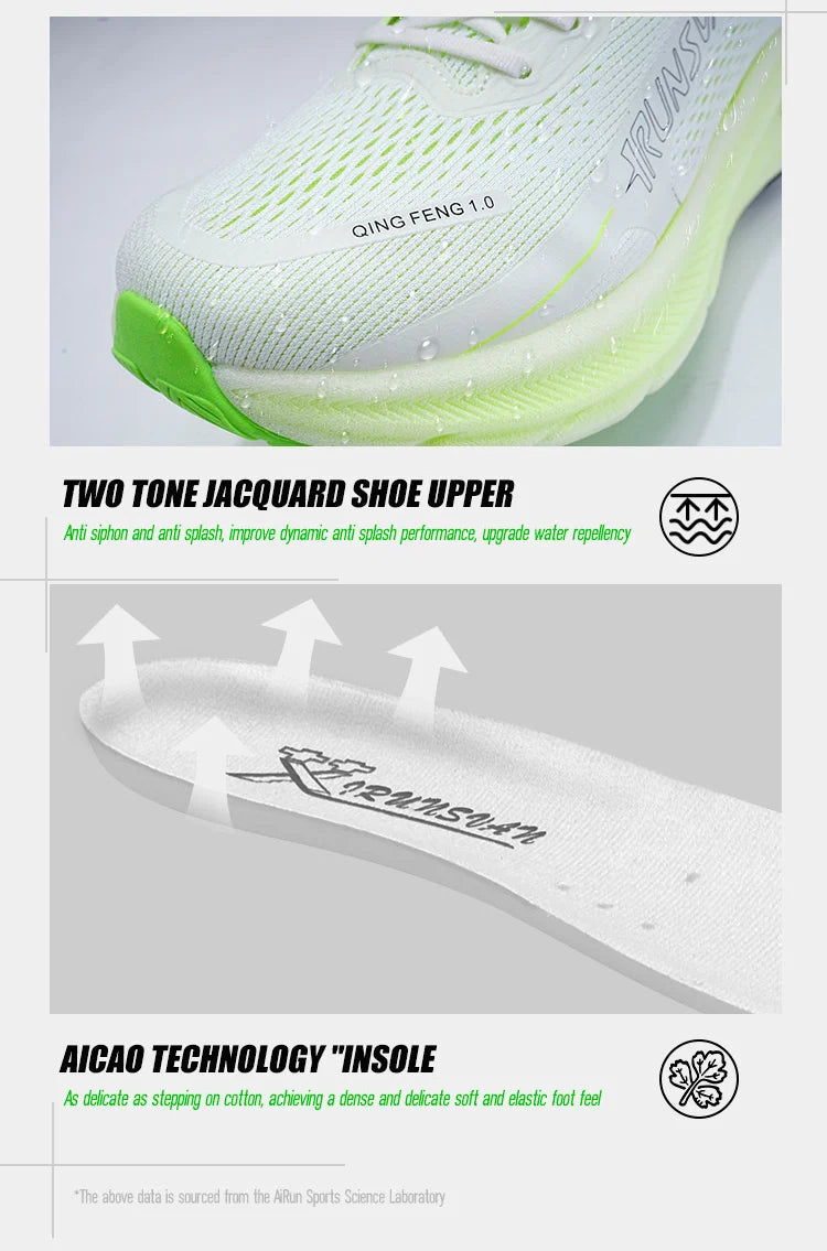 Irunsvan Qfeng1.0 Dual-color Dual-density Carbon Plated Running Shoes Shock-absorbing Lightweight Men's Water-repellent Sports