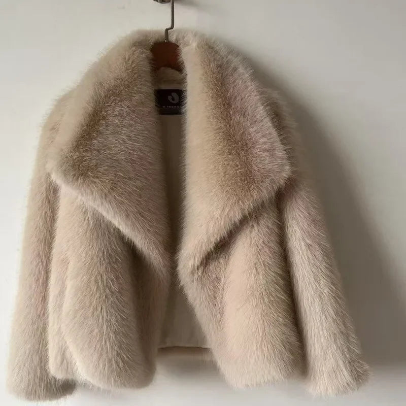 Gradient Faux Fox Fur Overcoat