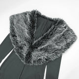 Faux Fur Collar Bodycon Jumpsuit - Slim Fit Cut-Out Streetwear Romper