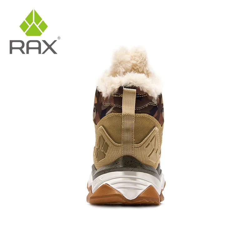 RAX Waterproof Hiking Shoes Men Winter Outdoor Sneakers for Men Snow Boots Plush Mountain Snowboots Outdoor Tourism Jogging Shoe