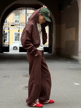 Women Tracksuits Winter Fleece Sweatsuit Brown Warm Crop Zipper Hoodies And Sweatpants Set For Women 2 Piece Velvet Pants Sets