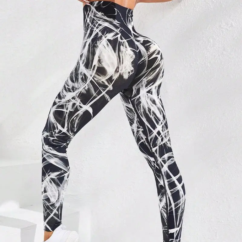 Women's 3D Tie-Dye Seamless Push-Up Leggings