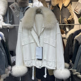 Women's Fox Fur Denim Winter Jacket – 2025 USA Streetwear Edition