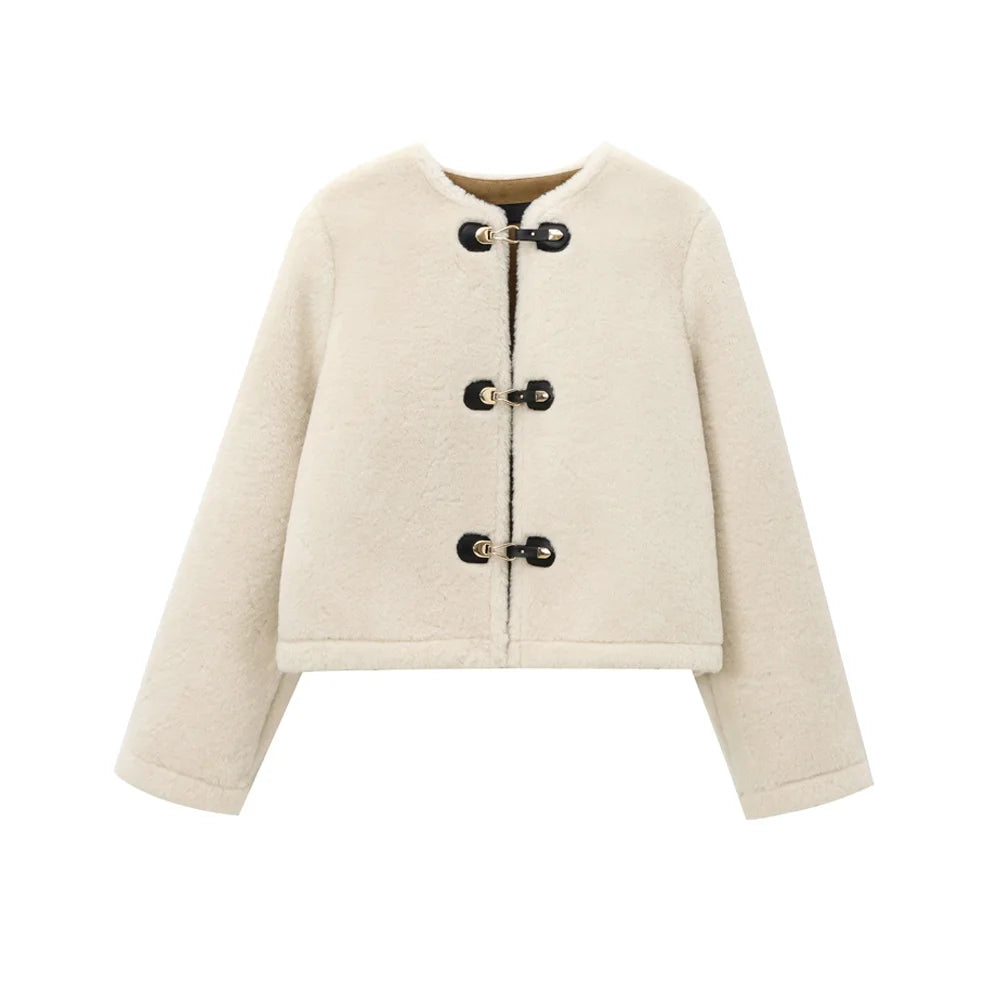 Elegant Faux Fur Toggle Coat