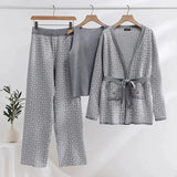 3-Piece Women’s Knitted Set: V-Neck Belted Cardigan & High-Waist Wide-Leg Pants