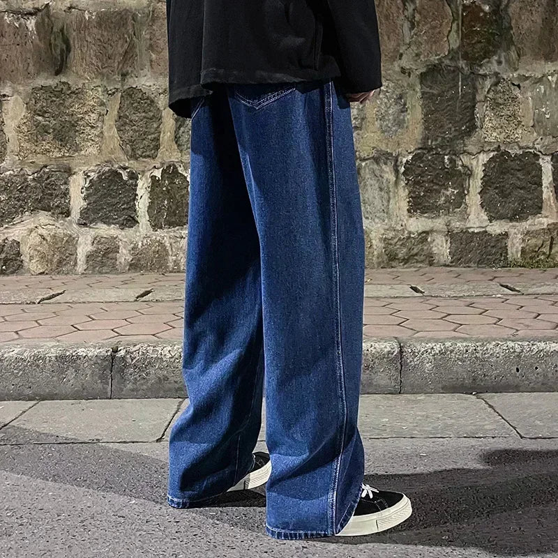 Men's Korean Wide-Leg Jeans – Relaxed Streetwear Fit
