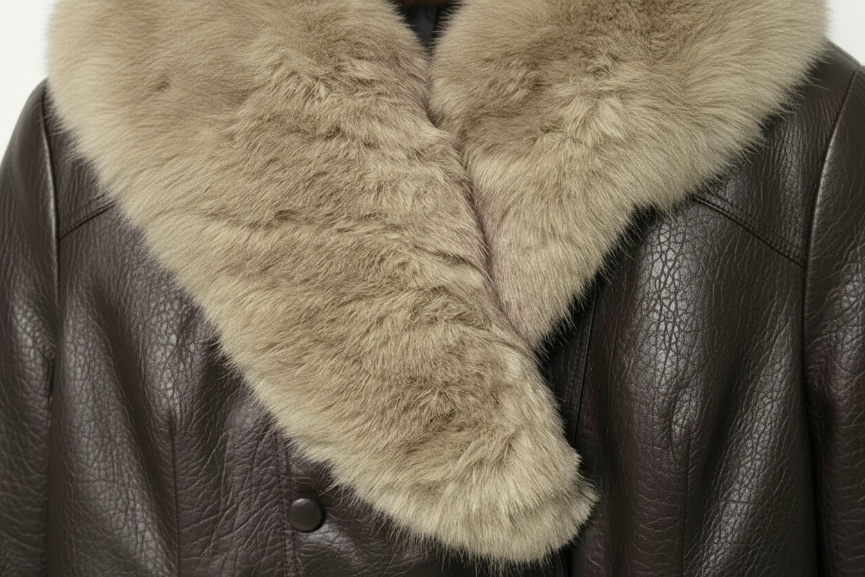 Oversized Faux Leather Winter Jacket