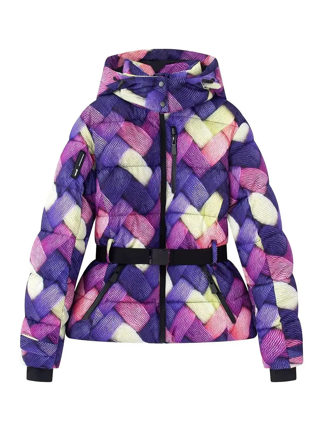 Women's Hooded Winter Parka – Insulated Mid-Waist Jacket with Adjustable Belt