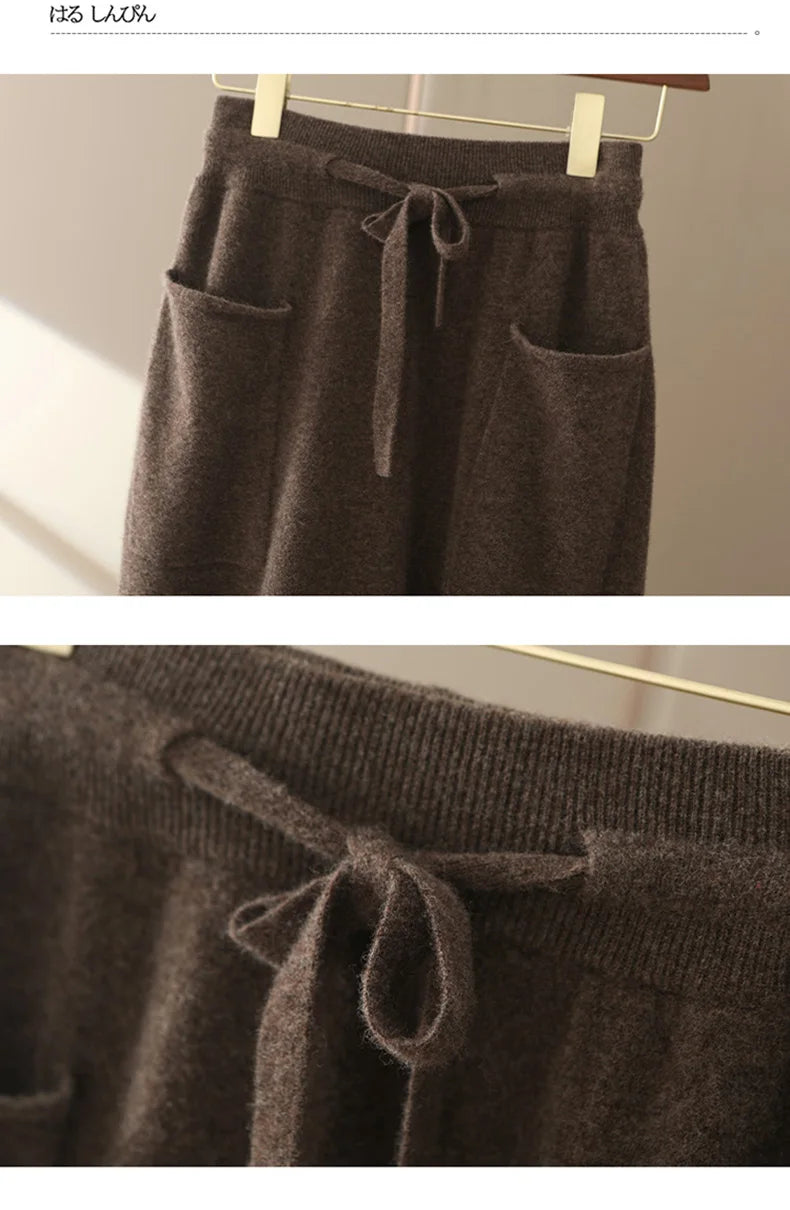 Wool A-Line Midi Skirt – Women's Knit Autumn Winter