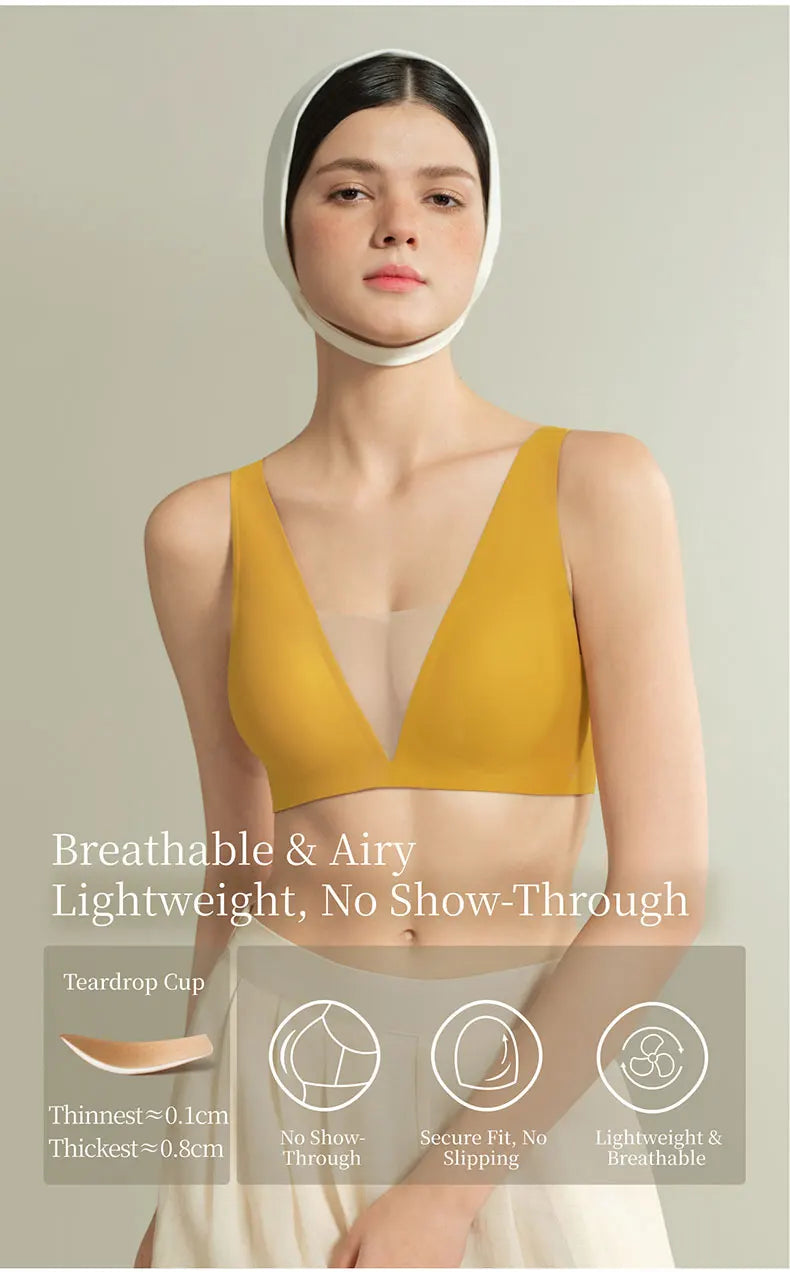 Sujiin Seamless Plunge Push-Up Bra for Women | XM048