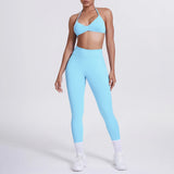 Women 2pcs Patchwork Sport Yoga Suit Training Sleeveless Sport Gym Tops Tummy Control Slimming Booty Leggings Yoga Suit Sports