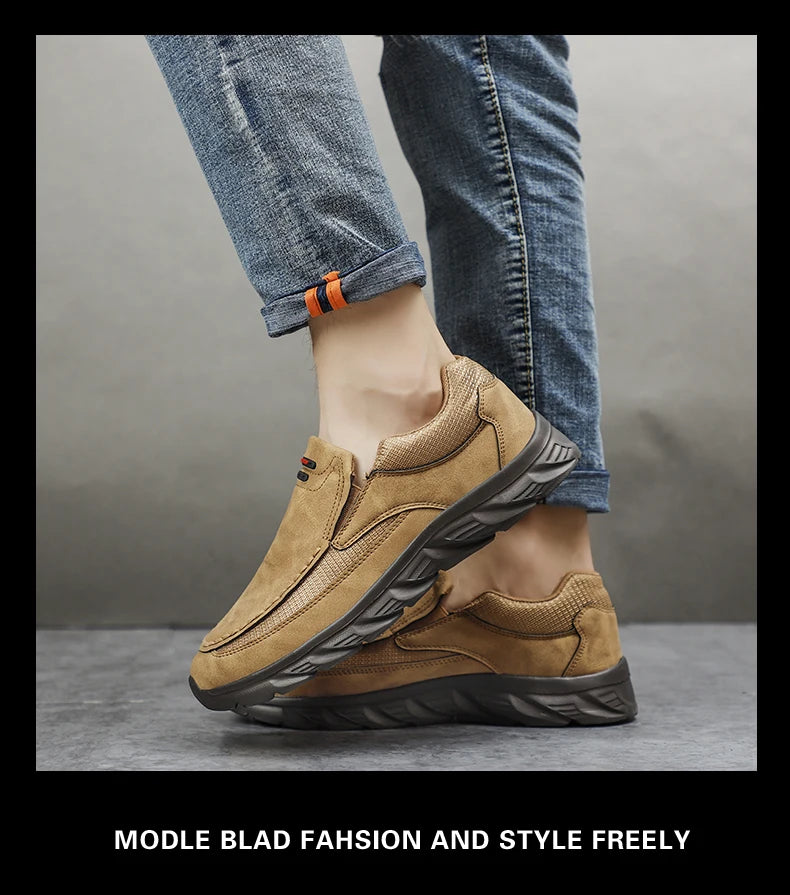 Men Leather Casual Shoes Breathable Loafers Men Sneakers New Male Comfortable Leather Flat Footwear Sneakers Men Shoes