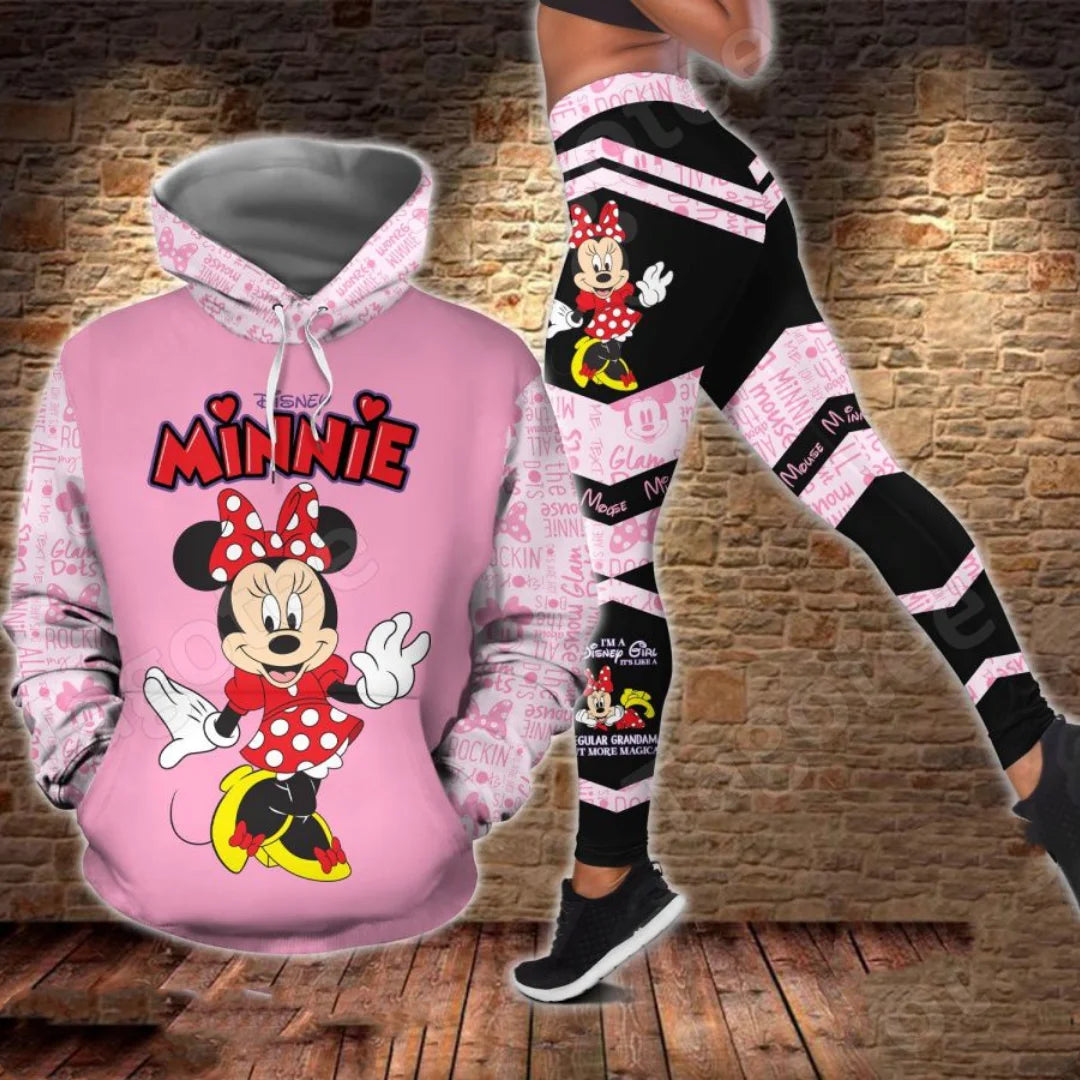Disney Mickey & Minnie Mouse Hoodie & Leggings Set | Women's Athletic Tracksuit