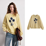 TOYOUTH Women's Relaxed Cotton-Blend Sweatshirt