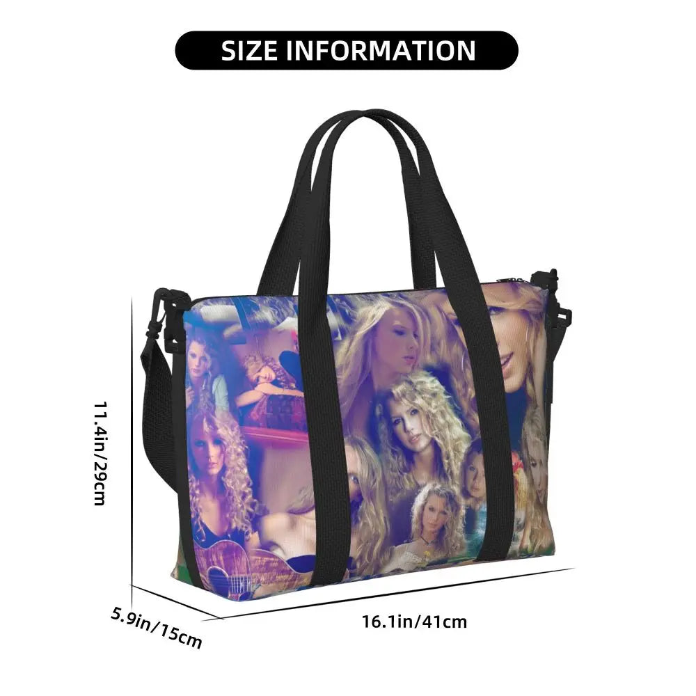 Custom The Eras Tour 1989 Taylor's Swift's American Pop Singer Tote Bag Women Large Capacity Beach Gym Travel Bags