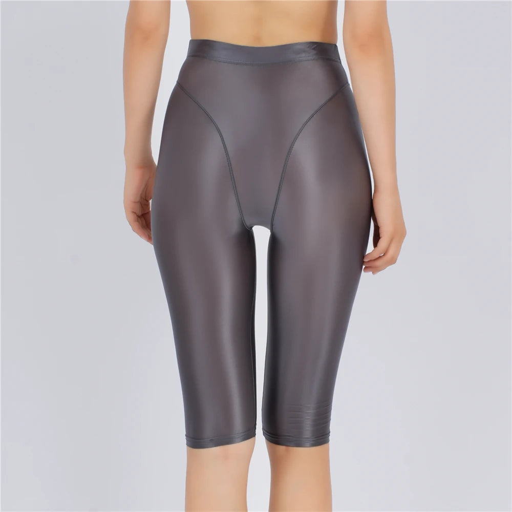 Women's Sheer Stretch Knee-Length Shorts