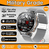 2025 New 1000mAh Battery Sports SmartWatch 1.73" AMOLED Screen 10ATM Waterproof Compass Altimeter Military T-Rex3 Smartwatch Men