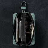Portable Keychain Wallet for Men Women Large-Capacity Double Zipper Key Pouch Bag Suede Leather Key Case Unisex Coin Purse