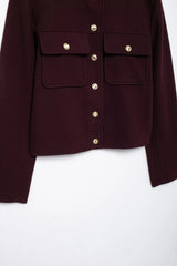 HH 2024 Fashion Women Soft Tweed Bomber Jacket O-Neck Long Sleeve Pockets Buttons Loose Woolen Coat Female Streetwear