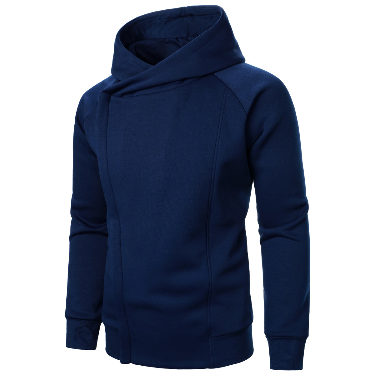 Autumn winter men's solid color hooded top Long sleeve side zipper design hoodie