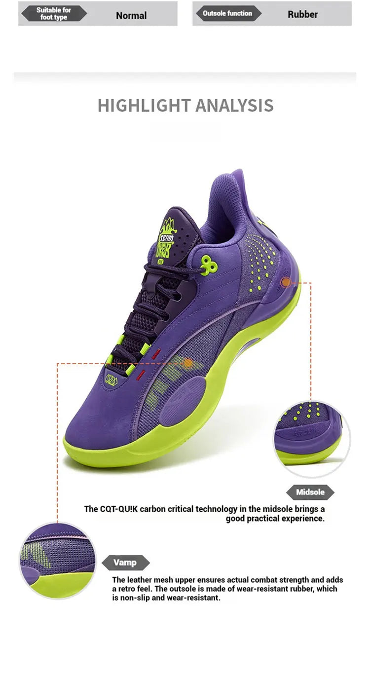 361 Degrees Team Joker Men Basketball Shoes Combat Rebound Anti-slip Wear-resistant CQT-QU!K Stable High-top Sneakers 572511105