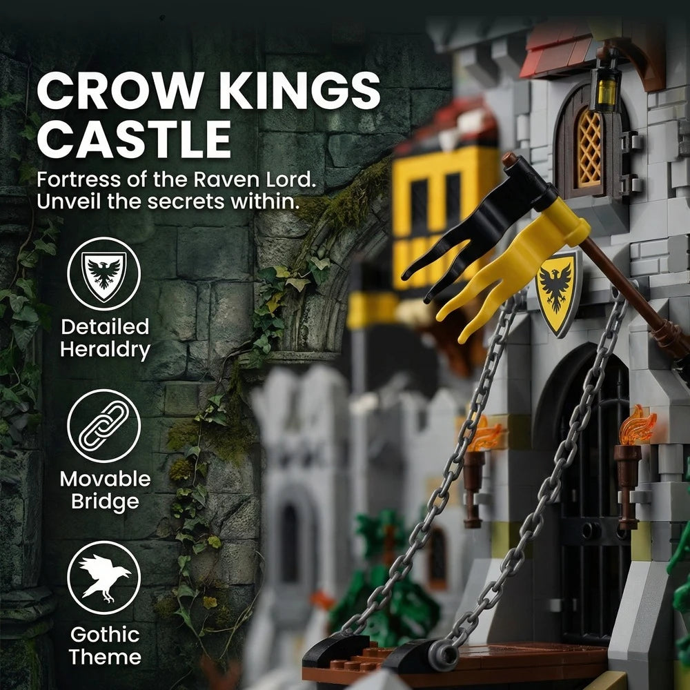King of Crows Medieval Castle Building Blocks Set 4961PCS Fortress Construction Bricks Model Kit Assembly Toys for Adults Gift