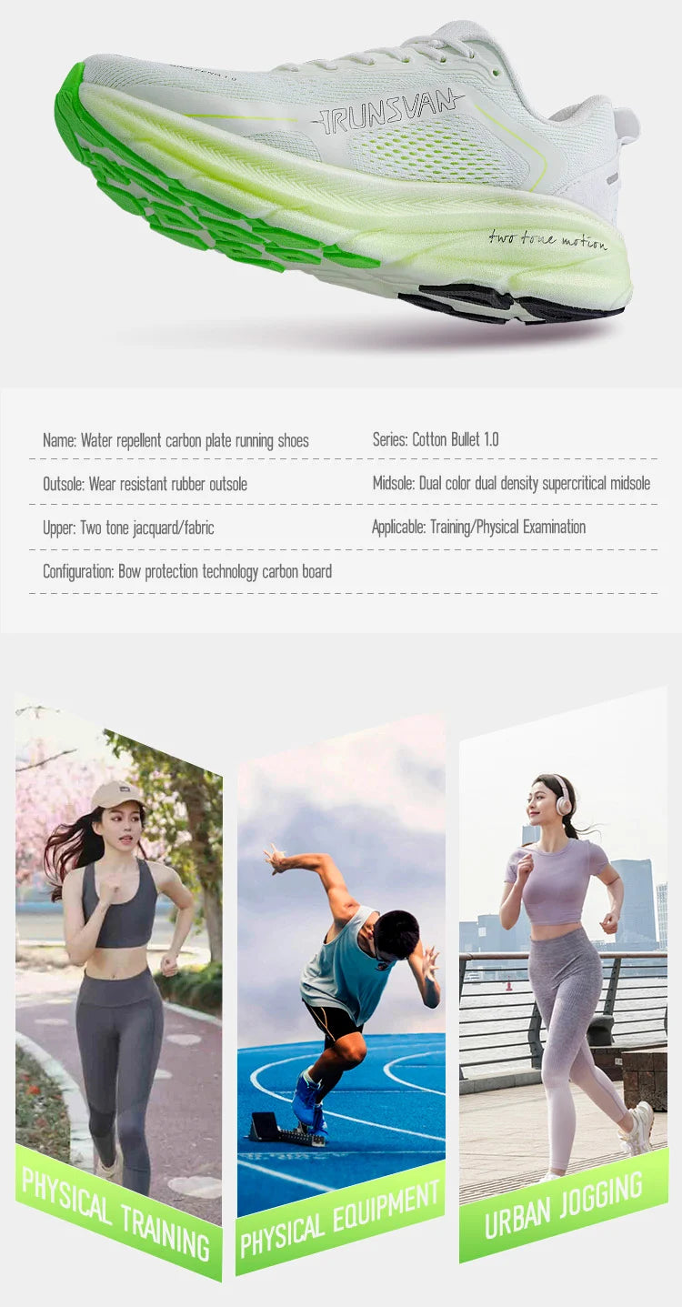 Irunsvan Qfeng1.0 Dual-color Dual-density Carbon Plated Running Shoes Shock-absorbing Lightweight Men's Water-repellent Sports