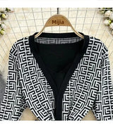 3-Piece Women’s Knitted Set: V-Neck Belted Cardigan & High-Waist Wide-Leg Pants