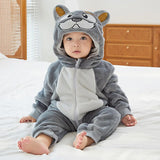 Animal Theme Flannel Baby Romper