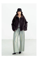 Teddy Style 100% Wool Coat~Women's Short Lazy Style Loose Jacket Autumn and Winter New Model 2025 Faux Fur