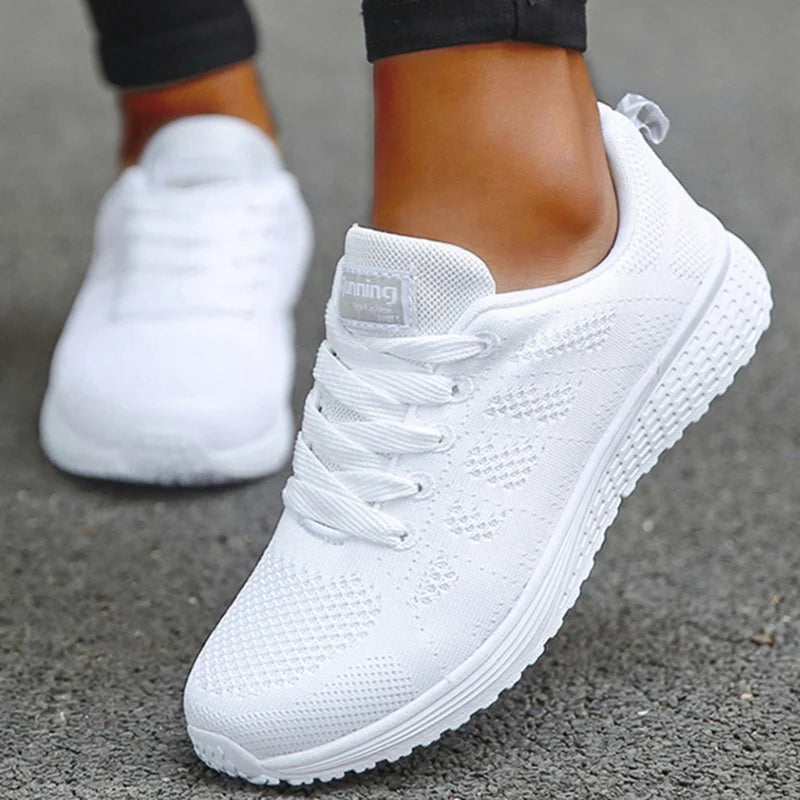 Women's Canvas Lace-Up Flat Casual Sneakers