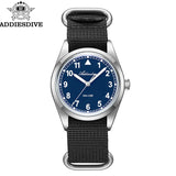 ADDIESDIVE 36mm Men's Analog Watch Bubble Mirror Glass 100m Waterproof Luminous Watch Simple men Quartz Watches with Nylon Strap