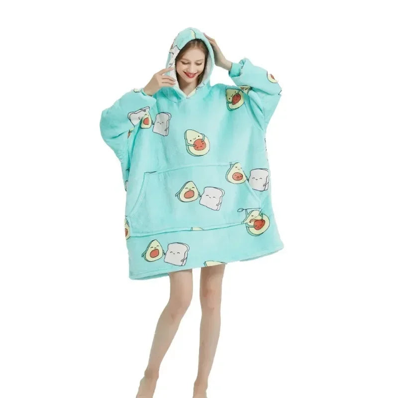 Oversized Microfiber Fleece Hoodie Blanket