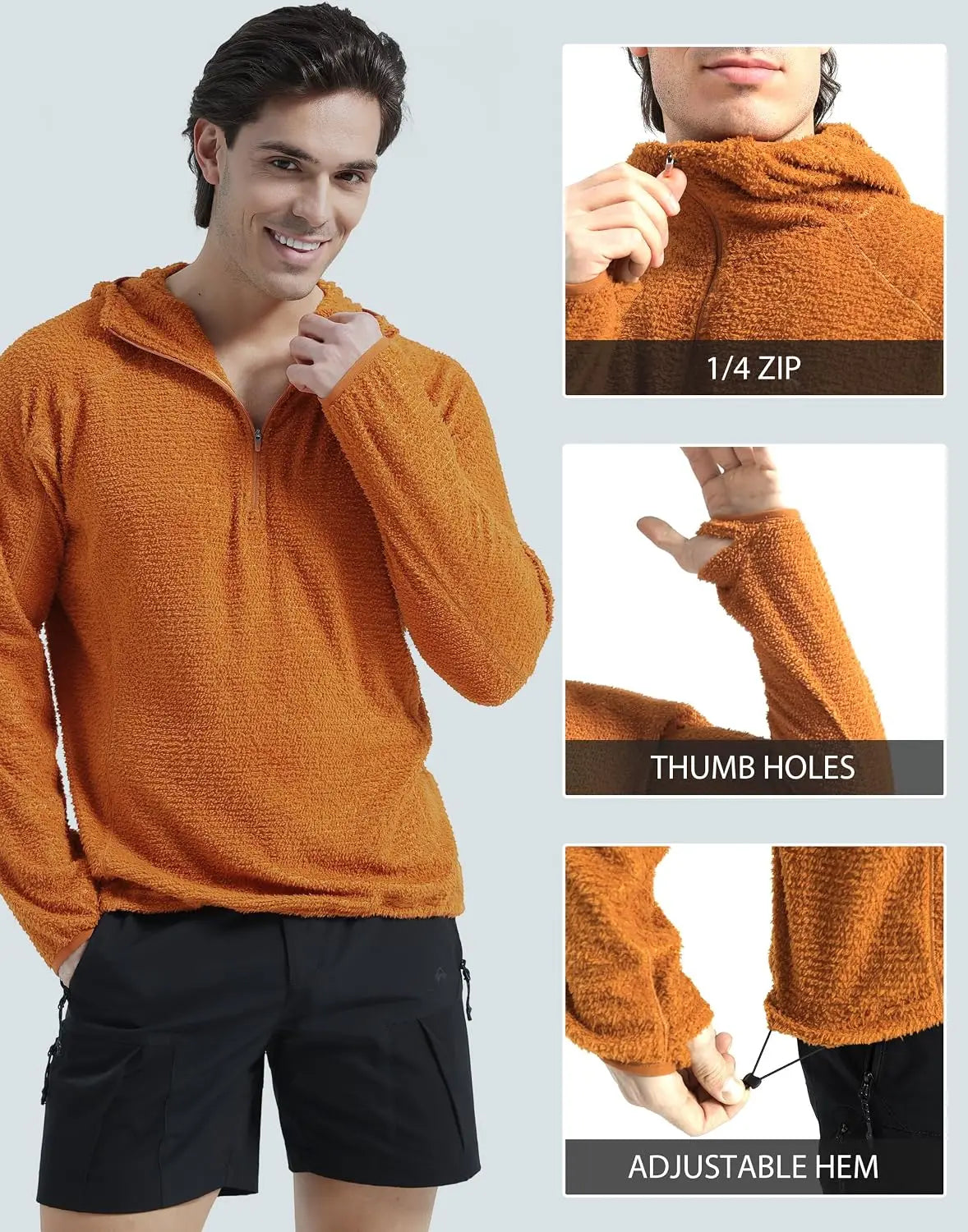 Pioneer Camp Men's Hoodies Outdoor Professional Grade Fleece Warmth Sweatshirt Zip PrimaLoft Active Evolve For Camping Hiking