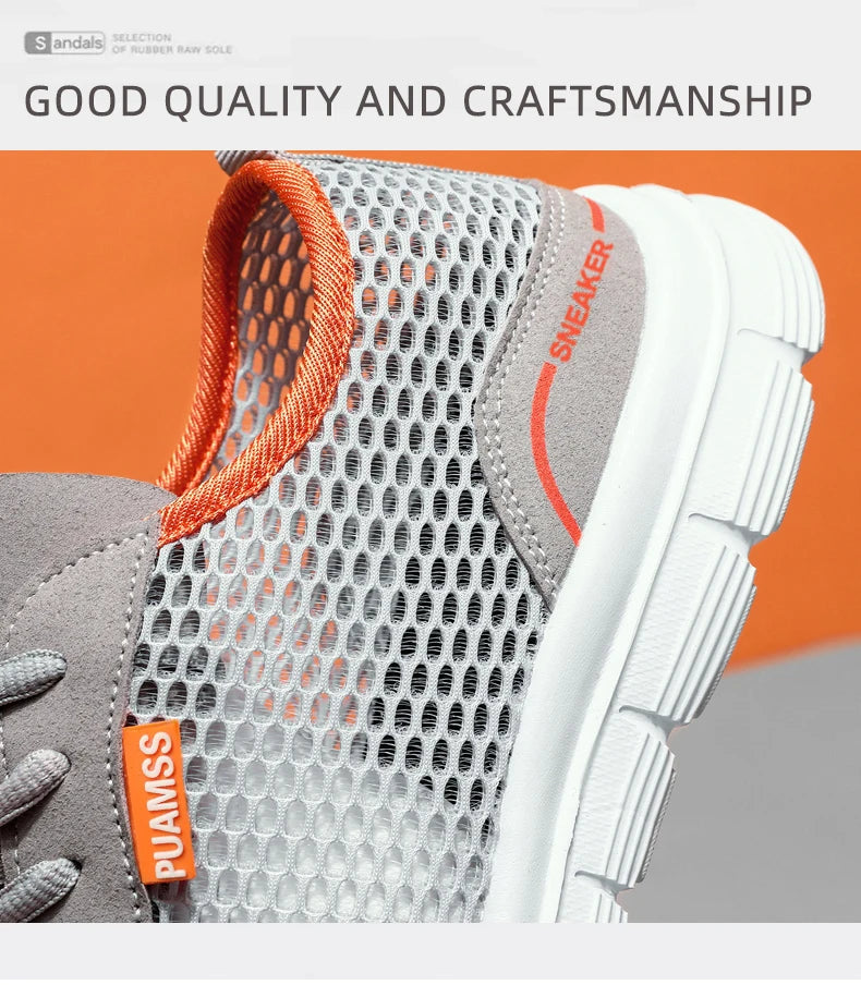 PUAMSS Men's Lightweight Mesh Running Sneakers — Breathable, Lace-Up, Stability