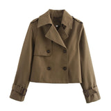 Vintage Cropped Double-Breasted Trench