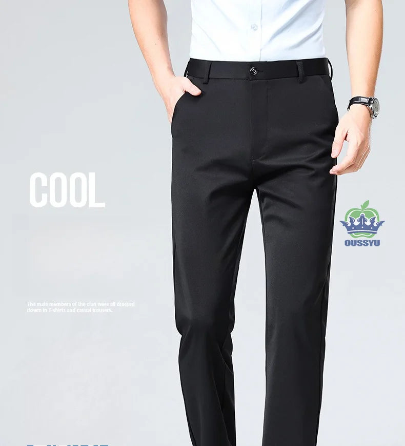 Men's Stretch Suit Pants — Slim Straight Business Formal Trousers