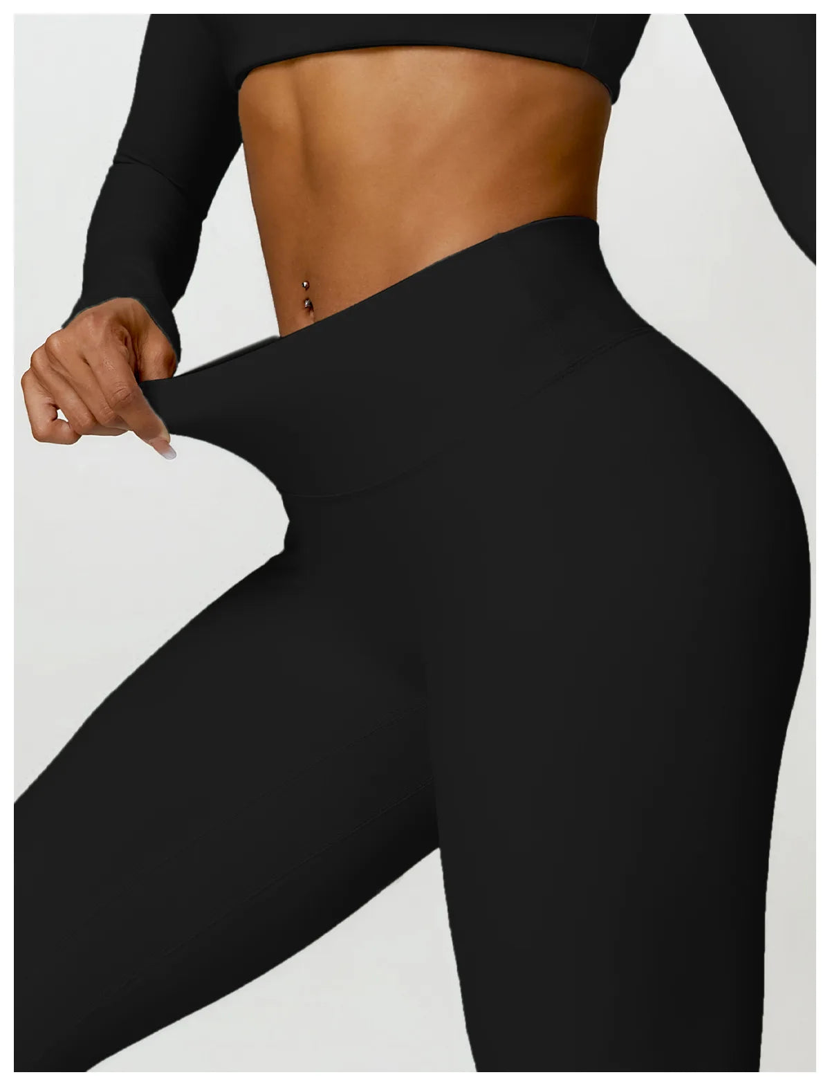 2-Piece Women's High-Waist Yoga Set – Seamless Long Sleeve Workout Suit