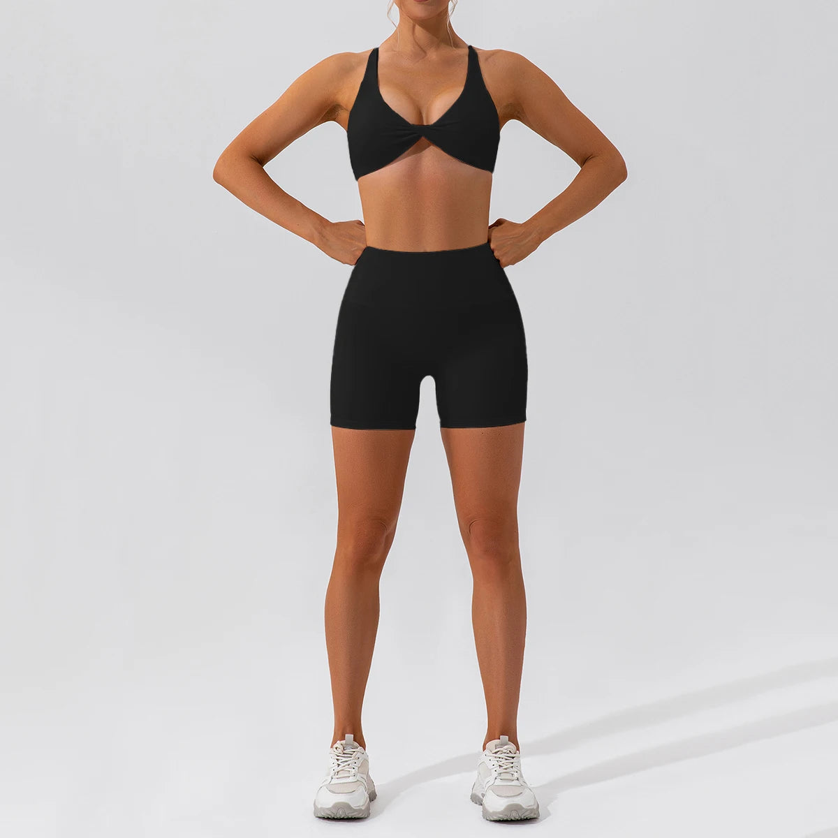 2-Piece Women's High-Waist Yoga Set – Seamless Long Sleeve Workout Suit