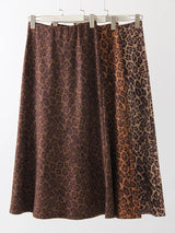 Leopard Print Suede Maxi Skirt – Women's Autumn Winter