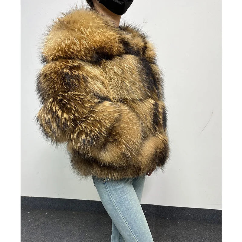 Luxury Women’s Real Raccoon & Fox Fur Jacket | Premium Winter Outerwear