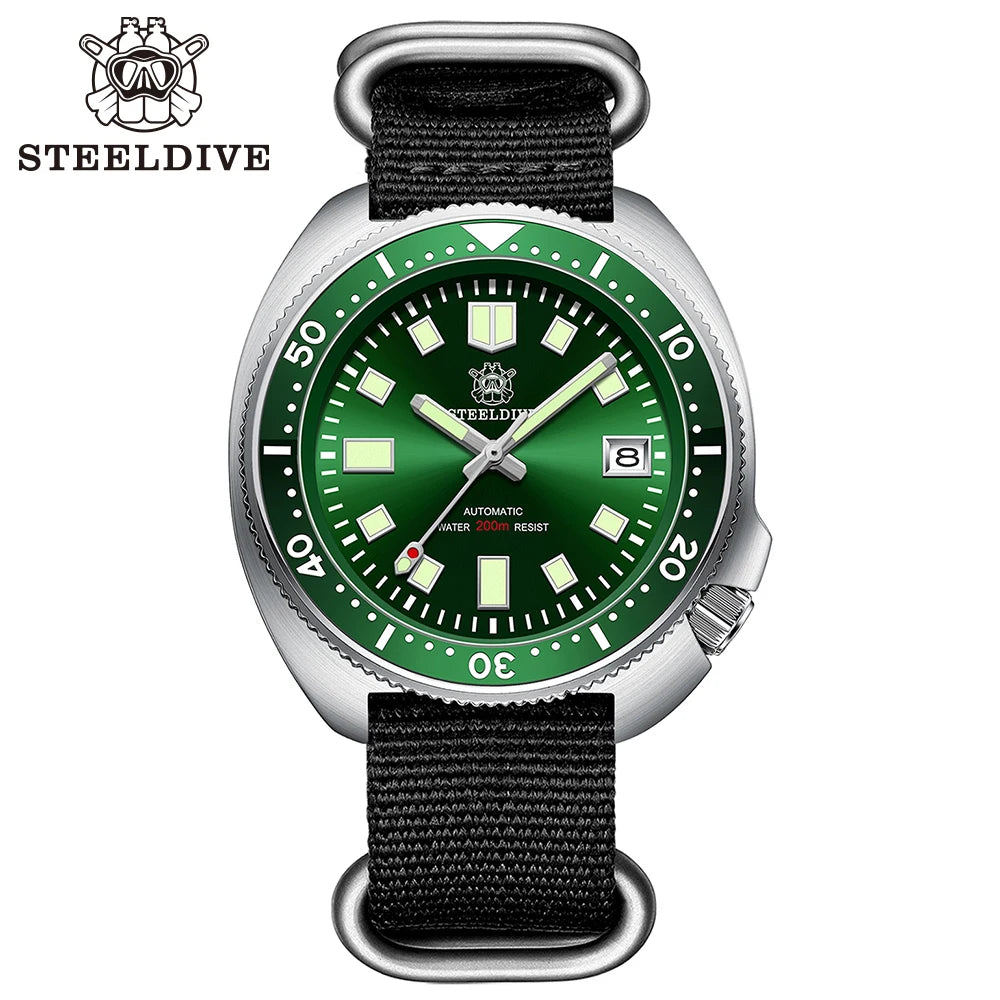 STEELDIVE Classic New Nylon Strap SD1970 200M Water Resistant Sapphire Glass AR Coating Mens Automatic Watch NH35 Dive Watch